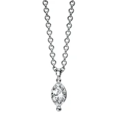 Solitaire Collier aus 750 Weißgold Diamant Navette-Schliff 0,15ct TW-SI 2er-Krappe