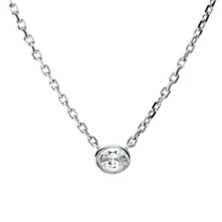 Solitaire Collier aus 585 Weißgold Diamant Oval-Schliff 0,21ct TW-VSI/SI L:45,7cm