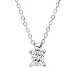 Solitaire Collier aus 750 Weißgold Diamant Prinzess-Schliff 0,25ct TW-SI L:45cm