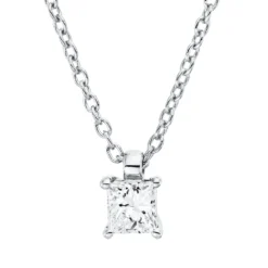 Solitaire Collier aus 750 Weißgold Diamant Prinzess-Schliff 0,16ct TW-SI L:45cm
