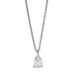 Solitaire Collier Tropfen 750 Weißgold Diamant Tropfen-Schliff 0,41ct TW-SI L:45cm