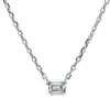 Solitaire Collier 585 Weißgold Diamant Smaragd-Schliff 0,23ct TW-VSI/SI L:45,7cm