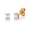 Solitaire Ohrstecker aus 750 Gelbgold 2 Diamanten Smaragd-Schliff 0,6ct E-VSI