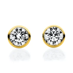 Solitaire Ohrstecker aus 585 Gold Gelbgold 2 Brillanten 0,1ct TW-SI Zarge