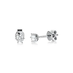 Solitaire Ohrstecker aus 585 Gold Weißgold 2 Brillanten 0,35ct TW-SI 6er-Krappe