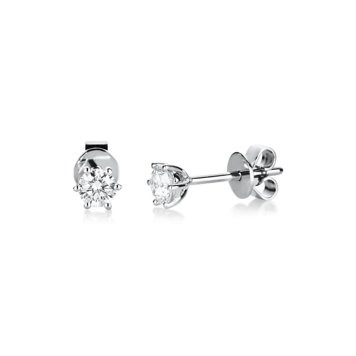 Solitaire Ohrstecker aus 585 Gold Weißgold 2 Brillanten 0,35ct TW-SI 6er-Krappe