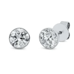 Solitaire Ohrstecker aus 750 Gold Weißgold 2 Brillanten 2ct TW-VSI Zarge