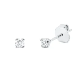Solitaire Ohrstecker aus 750 Gold Weißgold 2 Brillanten 0,25ct TW-SI 4er-Krappe