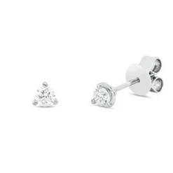 Solitaire Ohrstecker aus 750 Gold Weißgold 2 Brillanten 0,3ct TW-SI 3er-Krappe