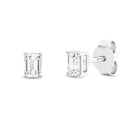 Solitaire Ohrstecker aus 750 Weißgold 2 Diamanten Smaragd-Schliff 0,62ct F-VVSI