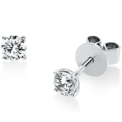 Solitaire Ohrstecker aus 750 Weißgold 2 Brillanten 0,4ct TW-SI Ø3,5mm 4er-Krappe