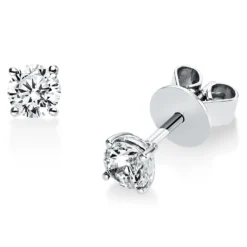 Solitaire Ohrstecker aus 585 Weißgold 2 Brillanten 0,5ct TW-SI Ø4,6mm 4er-Krappe