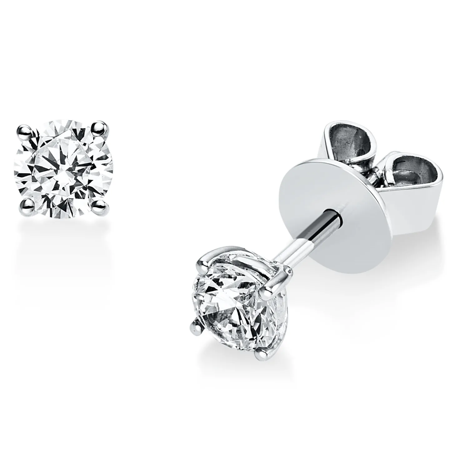 Solitaire Ohrstecker aus 750 Weißgold 2 Brillanten 0,5ct TW-SI Ø4,6mm 4er-Krappe