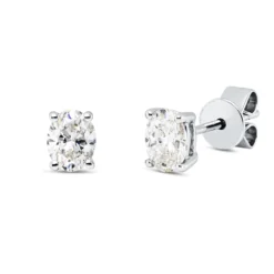 Solitaire Ohrstecker aus 750 Weißgold 2 Diamanten Oval-Schliff 0,56ct TW-VSI/SI