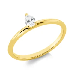 Solitaire Ring aus 750 Gelbgold Diamant Tropfen-Schliff 0,21ct TW-SI B:5mm