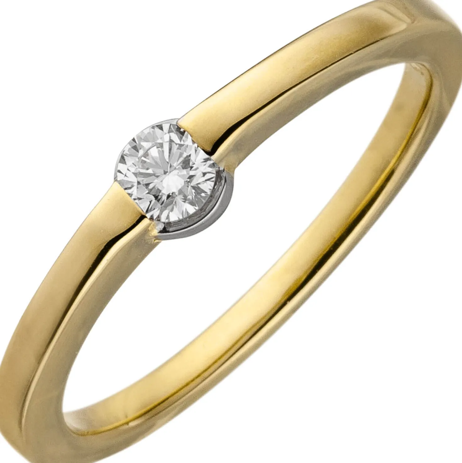 Solitaire Ring aus 585 Gold Gelbgold mit Diamant Brillant 0,15ct W/si Damen