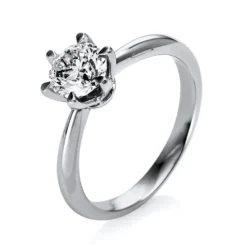 Solitaire Ring aus 750 Gold weiß Brillant 1ct TW-SI B:8,1mm 6er-Krappe