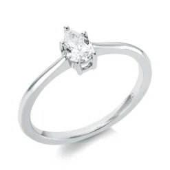 Solitaire Ring aus 750 Gold weiß Diamant Tropfen-Schliff 0,3ct E-VSI B:6,9mm