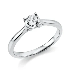 Solitaire Ring aus 750 Gold Weißgold Brillant 0,5ct F-SI B:2,4mm 4er-Krappe