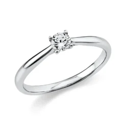 Solitaire Ring aus 750 Gold Weißgold Brillant 0,2ct TW-SI B:2,1mm 4er-Krappe