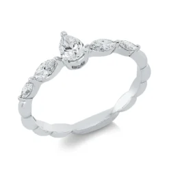 Solitaire Ring aus 750 Gold Weißgold 5 Diamanten 0,51ct TW-SI B:5,8mm