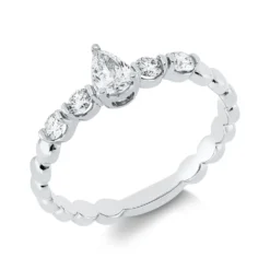Solitaire Ring aus 750 Gold Weißgold 5 Diamanten 0,43ct TW-SI B:5,8mm