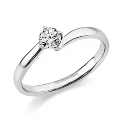 Solitaire Ring aus 750 Gold Weißgold Brillant 0,25ct TW-SI B:2,3mm 4er-Krappe