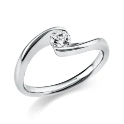 Solitaire Ring aus 585 Gold Weißgold Brillant 0,25ct TW-SI B:6,3mm