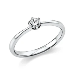 Solitaire Ring aus 585 Gold Weißgold Brillant 0,2ct TW-SI B:2,1mm 6er-Krappe