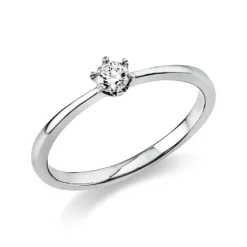 Solitaire Ring aus 750 Gold Weißgold Brillant 0,15ct TW-SI B:2,1mm 6er-Krappe