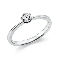 Solitaire Ring aus 750 Gold Weißgold Brillant 0,25ct TW-SI B:2,5mm 6er-Krappe