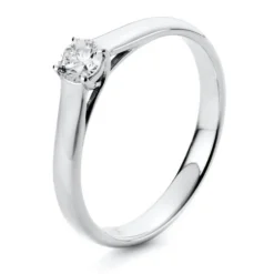 Solitaire Ring aus 585 Gold Weißgold Brillant 0,25ct TW-SI B:2,4mm 4er-Krappe