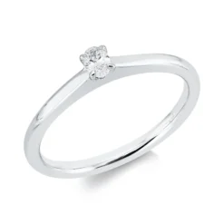 Solitaire Ring aus 750 Weißgold Diamant Oval-Schliff 0,11ct TW-SI B:3,7mm