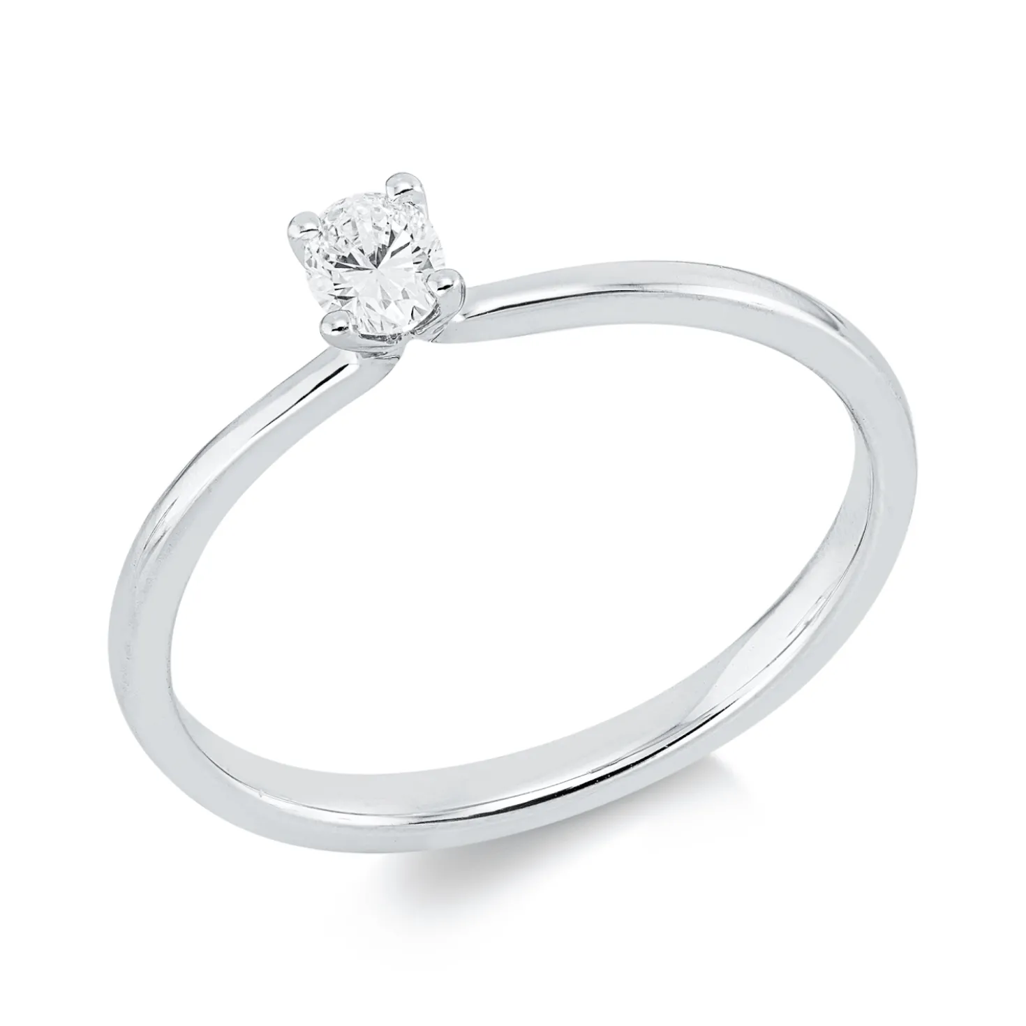 Solitaire Ring aus 750 Weißgold Diamant Oval-Schliff 0,18ct TW-SI B:3,9mm