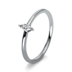 Solitaire Ring aus 585 Weißgold Diamant Navette-Schliff 0,09ct TW-SI B:5,7mm