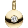 Solitär Anhänger mit Brillant 0,12 Ct W/SI 585 Gold Gelbgold Ø 8,7mm schlicht