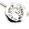 Solitär Anhänger mit Zirkonia weiß rund 925 Silber Halsschmuck für Damen