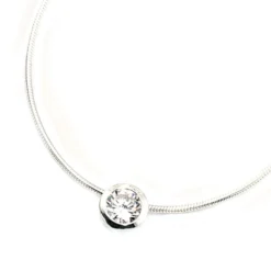 Solitär Anhänger mit Zirkonia weiß rund 925 Silber Halsschmuck für Damen
