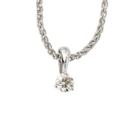Solitär Anhänger 4,3x9,5mm mit Diamant Brillant 0,25Ct 585 Gold Weißgold