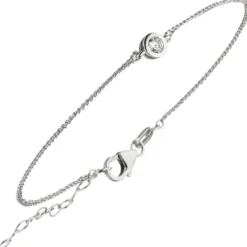 Solitär Armband Ankerkette 2-reihig mit Zirkonia Anhänger 925 Silber 16-19cm