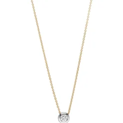 Solitär Collier Ankerkette Diamant 0.06Ct 750 Gelbgold Weißgold 42-45cm