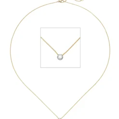 Solitär Collier Ankerkette Diamant 0.06Ct 750 Gelbgold Weißgold 42-45cm