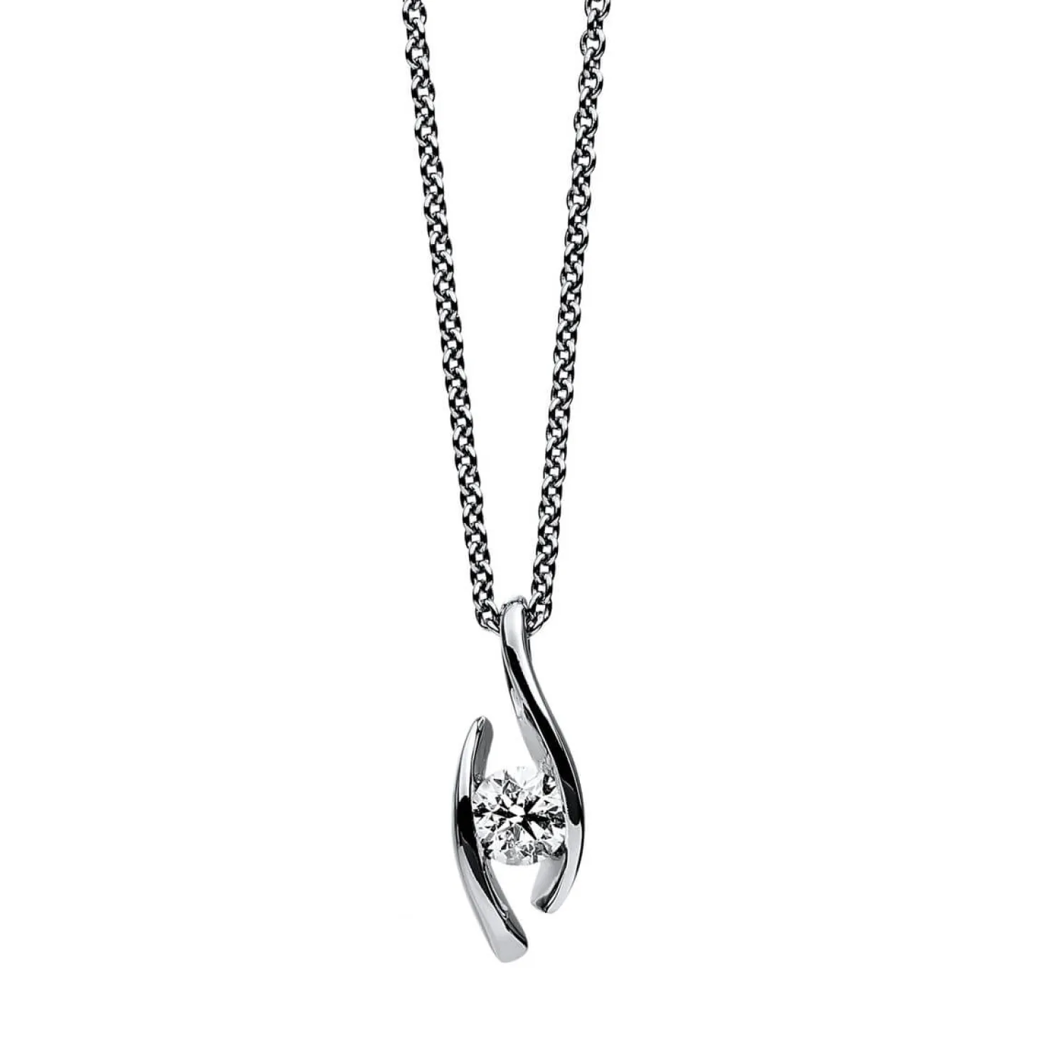 Solitär Collier Kette Anhänger Auge 585 Gold Weißgold Brillant 0,25 Ct. L: 45cm