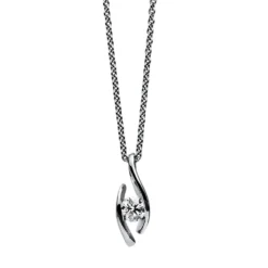 Solitär Collier Kette Anhänger Auge 750 Gold Weißgold Brillant 0,25 Ct. L: 45cm