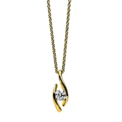 Solitär Collier Kette Anhänger Auge 585 Gold Gelbgold Brillant 0,25 Ct. L: 45cm