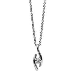 Solitär Collier Kette Anhänger Auge 585 Gold Weißgold Brillant 0,15 Ct. L: 45cm