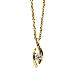 Solitär Collier Kette Anhänger Auge 585 Gold Gelbgold Brillant 0,20 Ct. L: 45cm