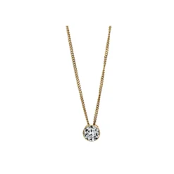 Solitär Collier Kette aus 585 Gold Gelbgold mit Brillant 0,50 Ct. Zarge L: 43cm
