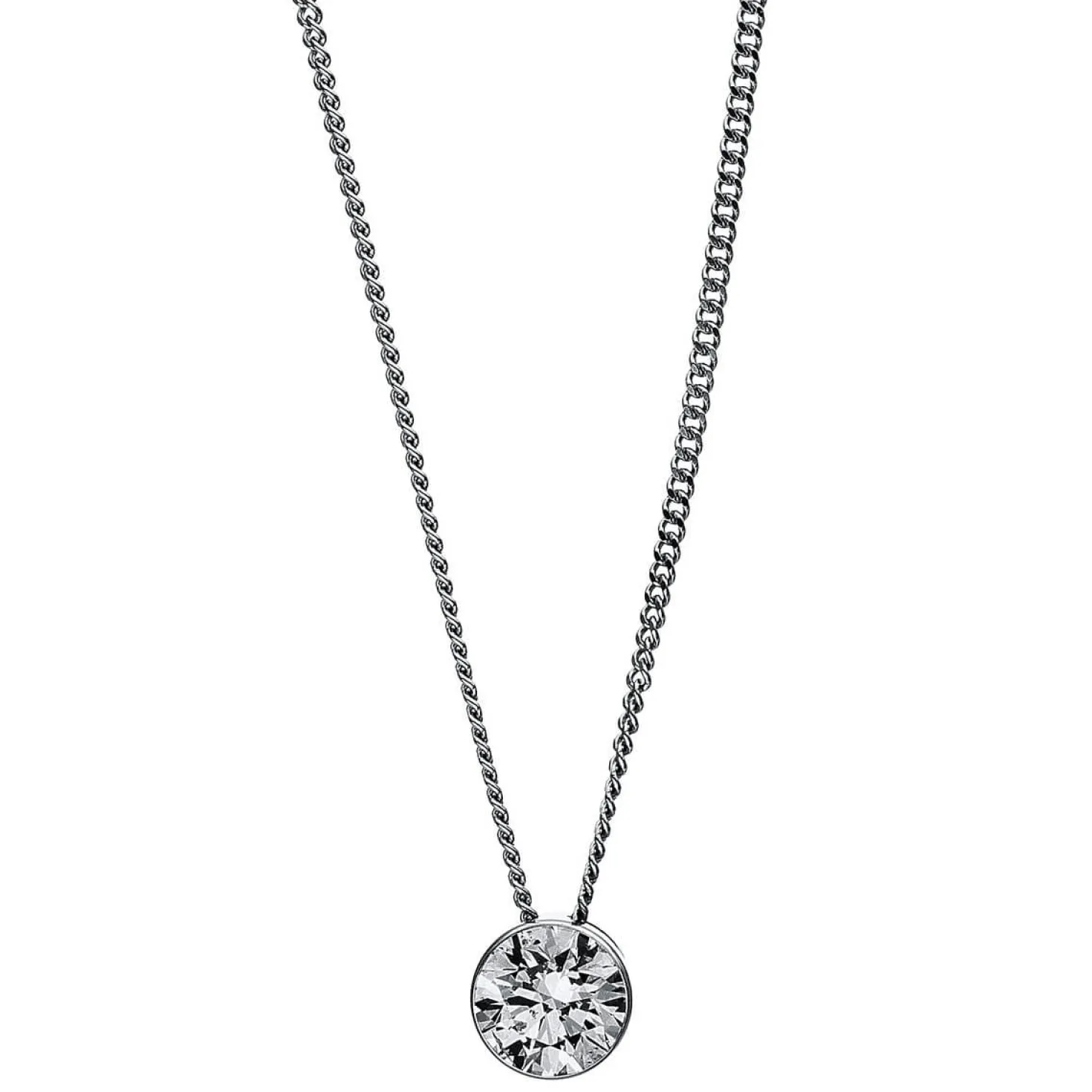 Solitär Collier Kette aus 750 Gold Weißgold mit Brillant 0,40 Ct. Zarge L: 43cm