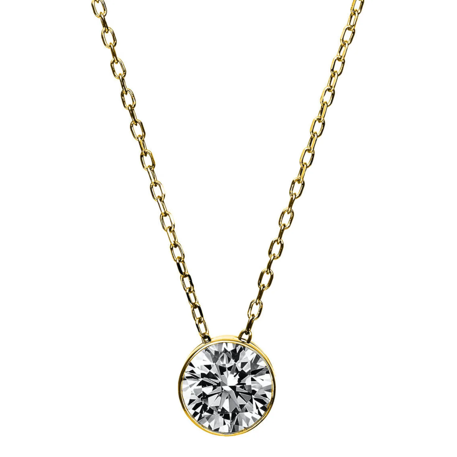 Solitär Collier Kette aus 750 Gold Gelbgold mit Brillant 0,70 Ct. L: 43cm